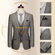 TPZBWG high-end brand suit suit set for men 2025 new business casual formal wear British style three-piece set brown gray two-piece set M