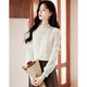 Homecoming Winter French Lace Top Half Turtle Collar High-end Design Versatile Temperament Bottoming Shirt 26 Beige L