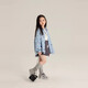 Children's shirts 2025 spring and autumn new arrival girls Korean style sweet all-over printed bow lapel shirt baby jacket trendy blue 150