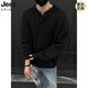 JEEP SPIRIT Gray American Henley Neck Sweater Men's Early Autumn Feeling Lazy Style Bottoming Sweater Cleanfit Inside Light Gray Henley Neck M (95-115Jin Jin is equal to 0.5kg)
