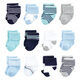 Luvable friends unisex cotton baby terry socks 24-pack mint navy striped 6-12 Months