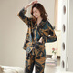 Modal pajamas women's pure cotton long-sleeved spring, autumn and winter cardigan large size loose middle-aged mother's home clothing set XEQ9906 XL - weight 120-140Jin [Jin equals 0.5 kg]