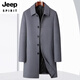 JEEP SPIRIT2025 New Cashmere Coat for Men, Middle-aged and Elderly Dads Autumn and Winter Wool Woolen Windbreaker Jacket Thickened Black Regular M 170 Recommended 100-125 Jin Jin equals 0.5 kg
