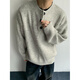 Muwei American retro Henry collar cardigan sweater men's autumn and winter style lazy high-end casual versatile knitted top Gray M recommended 90-110Jin Jin equals 0.5 kg