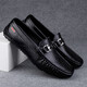 Genuine leather beans shoes Korean style men's casual leather shoes soft sole men's shoes fashionable breathable business lazy shoes men's trendy shoes Mingtao 9905 black (hollow style) 40
