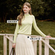 Xiangying inner layering shirt women's long-sleeved 2025 new winter fashion pullover green half turtleneck sweater top off-white S 155/80A/85-95Jin Jin equals 0.5 kg