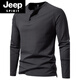 JEEP SPIRIT Jeep Autumn Men's Pure Cotton Henry Collar Long Sleeve T-Shirt Youth Simple Elastic Slim Solid Color Versatile Bottoming Shirt Army Green M (100Jin Jin is equal to 0.5kg -115Jin Jin is equal to 0.5kg)