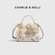 CHARLIE&KELLI light luxury women's bag small ck handbag bag saddle bag women's 2025 small square bag single shoulder crossbody bag birthday gift pink Beijing warehouse delivery gift bag packaging