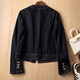 Sibaishe Denim Jacket 2025 Autumn New Women's Fashion Loose Style Slim Single Breasted Washed Long Sleeve Round Neck Top Dark Navy One Size