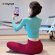 Shuangxiu's particularly fashionable yoga clothes for women, slim high-necked fitness tops, nude Pilates suits, sports long-sleeved autumn and winter grape purple tops S 85-100