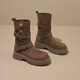 Daphne Kurzstiefel Frauen Retro Britisch -Stil Martin Boots 2025 Herbst Neue dicke Absatzwestliche Denim Stiefel vielseitig braun 38 (240 mm) Standardgröße