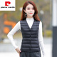 Pierre Cardin Autumn and Winter Down Vest Women's Short Slim Fit Thin Warm Lined Vest Close-fitting Inner Waistcoat Fashion Basement Black S
