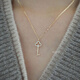 Keshan 9K gold classic versatile key pendant, exquisite inlay, simple style, simple temperament, K gold pendant gift, one pendant/necklace not included