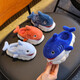 Winter children's cotton slippers, boy's shark bag heel, warm and furry, cute girl's home baby anti-slip cotton slippers, blue slippers 12, 28/29 size (shoe length 17CM, suitable for feet 16