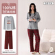 
Cat man pajamas women pure cotton spring and autumn long sleeves 2025 new loose plaid cartoon home clothes grey can be worn outside