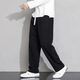 Liyang Autumn 2025 New Straight Leg Loose Sweatpants Men's Korean Fashion Sports Pants Simple Versatile Drape Casual Pants Plus Velvet Style Straight Leg Black 2XL (Suitable for 130-145 Jin Jin equals 0.5 kg)