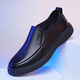 Goldlion men's shoes autumn round toe cowhide business casual leather shoes black men's genuine leather soft sole soft surface dad shoes black slip-on 40