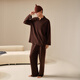 Yifen double-sided brushed couple pajamas autumn and winter 2025 new men's high-end women's long-sleeved wide-leg pants home wear men-brown coffee double-sided brushed-skin-friendly constant temperature 3XL