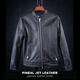 PJL's new single sheepskin simple stand-up collar short jacket trendy men's new leather jacket M-31 leather jacket black M (135Jin Jin is equal to 0.5 kg or less)