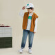 Duojia boys hooded vest 2025 spring and autumn children's sleeveless waffle inner vest vest children's jacket brown 160