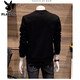 Playboy (PLAYBOY) high-end 2025 new spring, autumn and winter men's sweatshirt trendy brand trendy slim round neck printed pullover base shirt for men H1278-Black plus velvet M Recommended 90-110Jin [Jin equals 0.5 kg]
