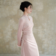 Chuchan Clothing New Chinese Style Velvet Cheongsam Women's 2025 New Slim Temperament National Style Improved Dress Pink Engagement Dress Yingfen M Ready in Stock