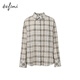 
Eifli (eifini) Eifli gradient plaid texture basic loose silhouette shirt for women 2025 autumn new small top light brown M 105-115Jin [Jin equals 0.5 kg]