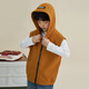 Duojia boys hooded vest 2025 spring and autumn children's sleeveless waffle inner vest vest children's jacket brown 160