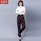 Hengyuanxiang middle-aged and elderly women's trousers, winter clothing, elderly grandma's warm cotton trousers, high-waisted velvet thickened mother's flower pants for outer wear in winter, new colors four, three-layer velvet thickened cotton trousers 4XL recommended 140-160Jin Jin equals 0.5 kg