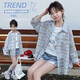 Girls Korean style plaid children's gentle style cardigan medium and large children girls plaid long sleeve jacket loose casual shirt KTM-W30 blue Korean style plaid shirt 150
