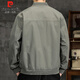 Pierre Cardin Jacket Men's Spring and Autumn Premium Top Baseball Collar Work Jacket Men's Trendy Clothes Gray Green XL