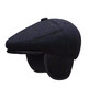 Youth, middle-aged and elderly men's autumn and winter warm ear protection hats, forward hats, leisure travel old hats, grandpa dad hats, berets - black, one size fits all