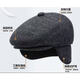 Youth, middle-aged and elderly men's autumn and winter warm ear protection hats, forward hats, leisure travel old hats, grandpa dad hats, berets - black, one size fits all