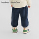 Balabala children's clothing baby trousers plus velvet warm leggings 2025 new winter clothing boys and girls pants cute and fashionable dark blue 80821 (46% users selected) 100