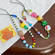 Original hand-made beaded mobile phone hanging chain lanyard cute child fun wrist short ccd camera chain hanging decoration cartoon Oriki Bear
