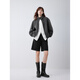 ELLE wool grey herringbone short jacket for women 2025 autumn new silhouette loose casual temperament jacket dark gray S