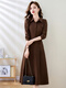 
TJQ ​​luxury high-end brand knitted dress for women 2025 autumn new long-sleeved temperament women French small skirt brown color M suggests 105Jin [Jin equals 0.5 kg]