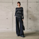 Mai Meng MM silk cashmere striped lazy casual sweater sweater top autumn and winter 5GA934761 Navy blue 5GA934762 M