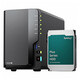 Synology DS225+ quad-core Intel CPU 2-bay NAS network storage server enterprise LAN team office private cloud file sharing data backup DS225+ upgrade 6GB (2GB+4GB original memory) with Synology original hard drive 4T 1 piece 4TB package