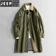 JEEP SPIRIT Workwear Military Green Balmakken Mid-Length Windbreaker Men's Spring and Autumn Loose Casual Plus Size Fat Man Jacket Military Green 6XL 220-240Jin Jin is equal to 0.5 kg