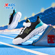 Xtep Children's Basic Running Shoes for Boys and Girls Full Leather Versatile Sports Shoes Black/Xtep White/Turquoise Green 37