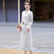 Vestido de marca de alta gama de Ehangy Luxury para mujeres 2025 Autumn New High-High Garment informal Hermoso Beautiful Skirt Apricot Color l