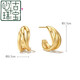 Xingu Boutique 18k gold earrings Wu Qianyu Tong Onchic earrings for women, plated earrings, very light, wrapped wavy line C-shaped earrings (gold)