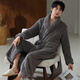 LangSha nightgown men's winter flannel warm plus velvet thickened long bathrobe coral velvet warm large size men's pajamas