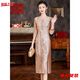 Shisi high-end mother-in-law wedding dress spring new champagne color wedding mother wedding dress can usually be worn in autumn champagne color XL recommended 115-124 Jin Jin equals 0.5 kg