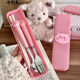 Cute little pig girl spoon fork student chopsticks stainless steel cutlery set cartoon three-piece storage box portable spoon + fork + chopsticks free storage box