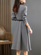 Nosskiss Luxus High-End-Marke Langarmed Kleid für Frauen 2025 Herbst und Winter Neues High-End-Temperament Slim und Chic Shirt Rock Grey L.