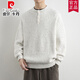 Pierre Cardin American Heavy Henley Collar Sweater Men's Autumn and Winter New Thick Wool Sweater Loose Warm Pullover Sweater Gray S 165