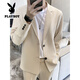 Playboy (PLAYBOY) light mature long-sleeved casual suit men's suit spring and autumn new Korean handsome suit men's suit two-piece black suit jacket + black trousers two-piece set M recommended 105-115 Jin Jin equals 0.5 kg