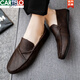 CARTELO men's beanie shoes Korean version of business work casual leather shoes breathable and versatile non-slip one-foot men's shoes 2025 spring S10-D829 black upgrade model 44